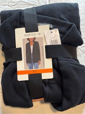 Matty M Black Knit Boyfriend Blazer Sz XXL